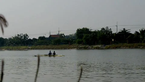 2 boat athletes are practicing Stock Footage 236806548