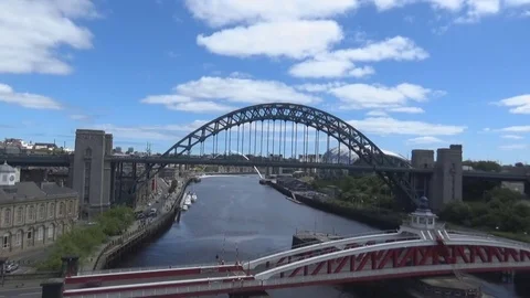 2 bridges on tyne river Stock Footage 79287674