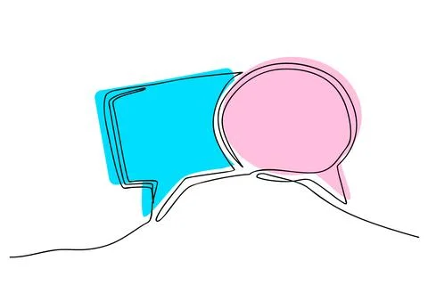 2 bubble chat simple vector sketch single line Stock Illustration