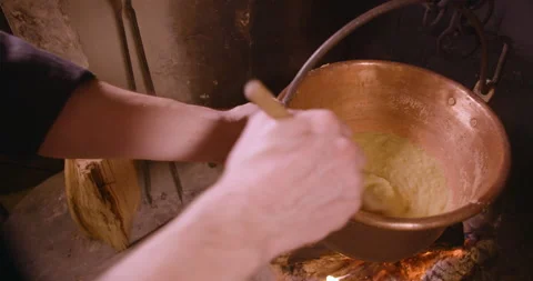 2 Chef Cooking Food Corn Meal With Maize In Italy Stock Footage 132258475