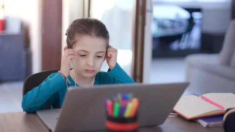 2 Child Doing School Homework And Digital Learning With Laptop Stock Footage 128923171