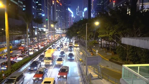 2 Clips - Hyperlapse of City Street Traffic At Night Stock Footage 90341499