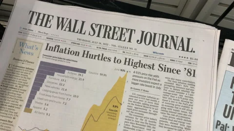 2 Clips Newspaper Coverage of the Rising Inflation in the U.S. Stock Footage 201275226
