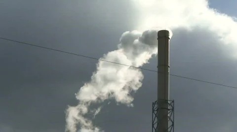 2 clips of smoking chimney stack. HD 1080i Stock Footage 66833