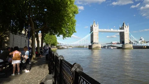 2 Clips - Tower Bridge and Pier Time Lapse in London, UK - June, 2018 Stock Footage 96690885