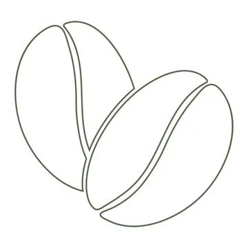 2 coffee beans outline drawing in soft green. logo Icon Sticker Coffee Day Stock Illustration