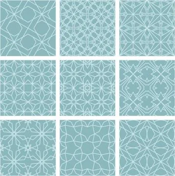 2 color vector tile pattern Moroccan ornament set seamless イラスト素材