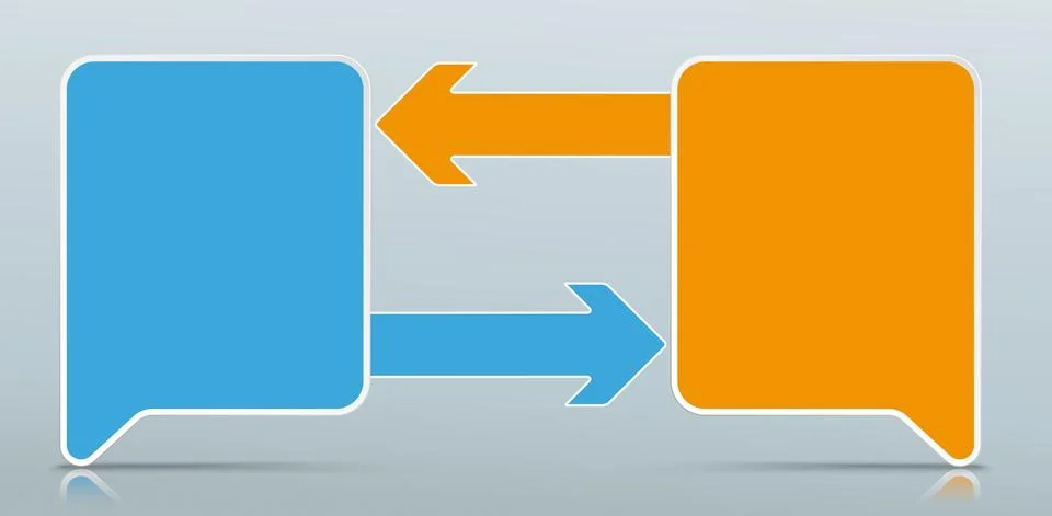 2 Colored Paper Speech Bubbles 2 Arrows Stock Illustration