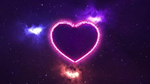 2 comets draw heart shape in the space - HD Stock Footage 45706637