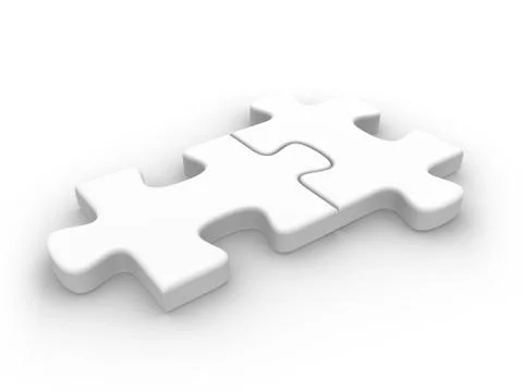 2 connected puzzle pieces Stock Illustration