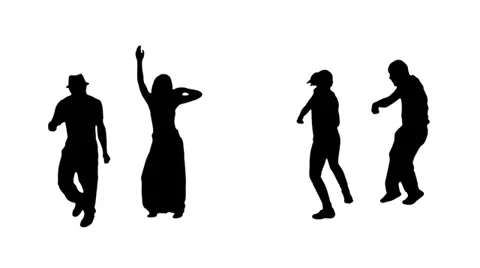 2 couples Dancing silhouettes. Stock Footage 32533050