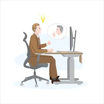 2 of coworkers agree and solve problem together online flat vector illustrati Illustrazione stock