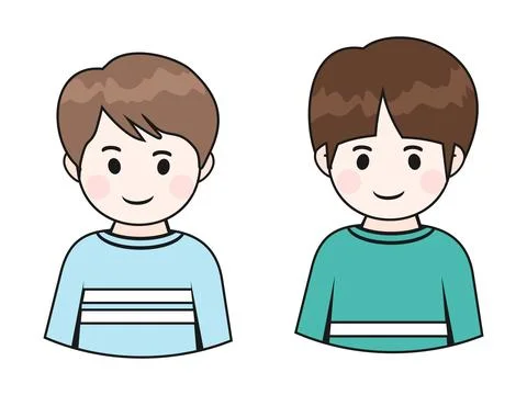 2 cute korean boy chibi character Stock Illustration