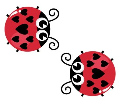 2 Cute lady bugs / red and black Stock Illustration