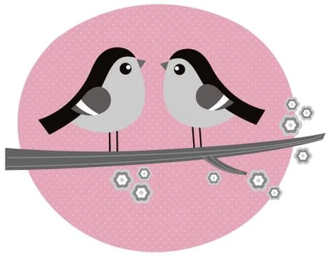 2 Cute romance Birds Stock Illustration