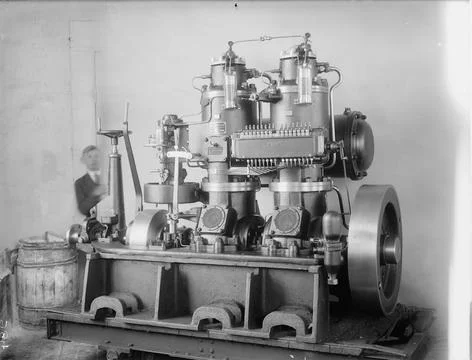 2 cyl. Marine engine with rotatable leaves Type 2 FV about 60 hp. Copyrigh... Foto stock