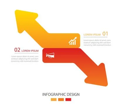 2 data infographics arrow up and down layout template. Illustration busines.. Stock Illustration