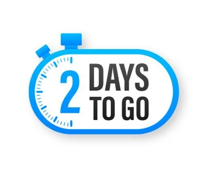 2 Days to go. Countdown timer. Clock icon. Time icon. Count time sale. Vector Illustrazione stock