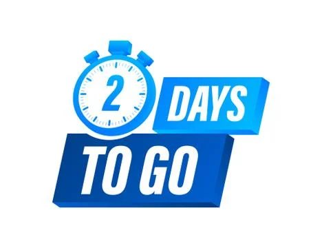 2 Days to go. Countdown timer. Clock icon. Time icon. Count time sale. Vector Illustrazione stock