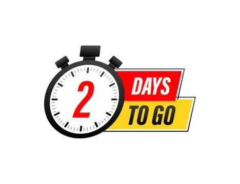 2 Days to go. Countdown timer. Clock icon. Time icon. Count time sale. Vector Illustrazione stock