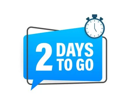 2 Days to go. Countdown timer. Clock icon. Time icon. Count time sale. Vector Illustrazione stock