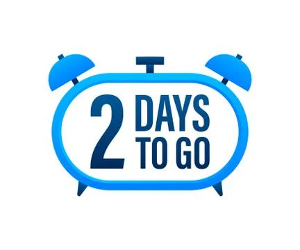 2 Days to go. Countdown timer. Clock icon. Time icon. Count time sale. Vector Illustrazione stock