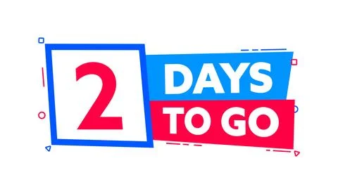 2 Days to go. Countdown timer. Countdown left days banner. Sale or promotion Stock-Illustration