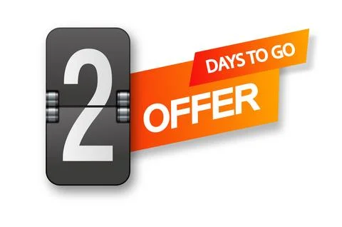2 days to go icon set. Countdown of days remaining. Offer timer sticker limited Stock-Illustration