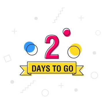 2 days to go last countdown icon on geometric memphis style. Vector Stock Illustration