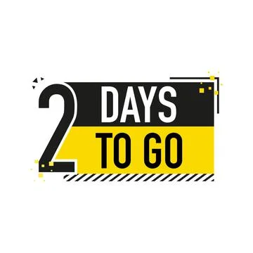 2 Days to go poster in flat style. Vector illustrations for time managment. 库存插图