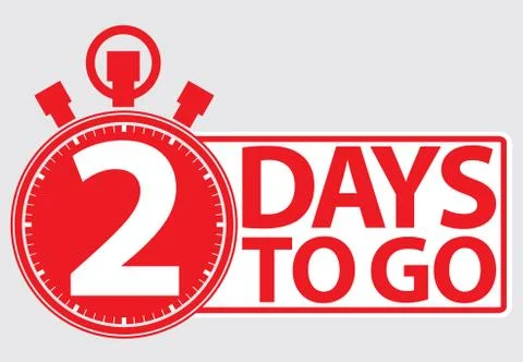 2 days to go red label, vector illustration Stock Illustration