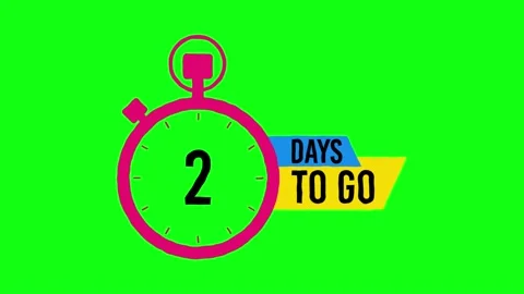 2 Days Left Countdown Animated Cartoon Effect Banner on Green Background Stock Footage 200887560
