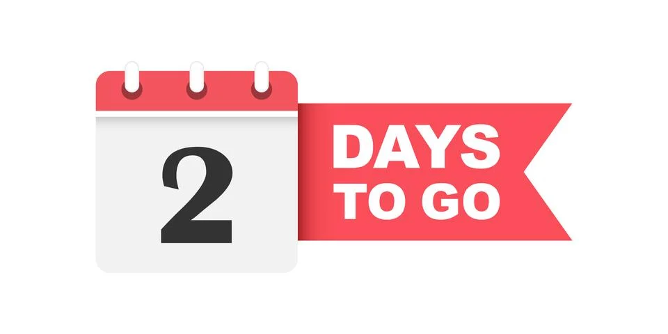 2 days left icon in flat style. Offer countdown date number vector illustra.. Stockillustratie