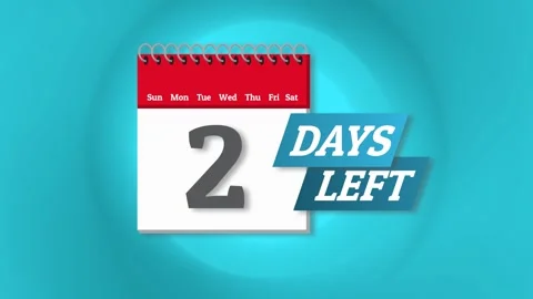 2 Days Left Label On White Background. Flat Icon. Motion Graphics. Stock Footage 256265217