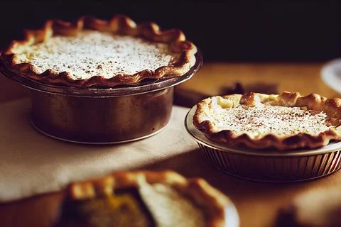 2 delicious pies on a table Stock Illustration