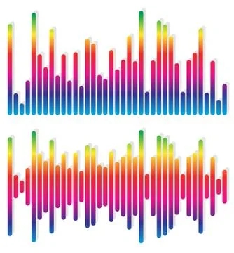 2 different equalizer, EQ graphics - Vertical bars, rectangles Stock Illustration