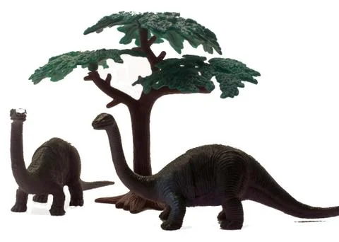 2 dinos with tree Stock Photos