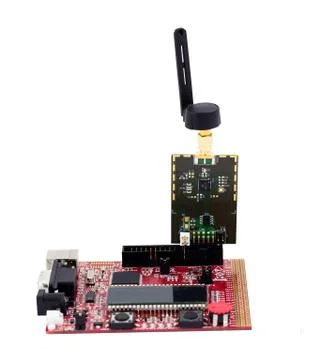 2 Electronic circuit boards connected Stock Photos