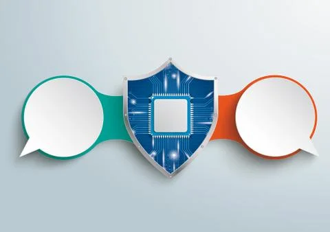 2 Encrypted Speech Bubbles Chain Digital Protection Shield Stock Illustration
