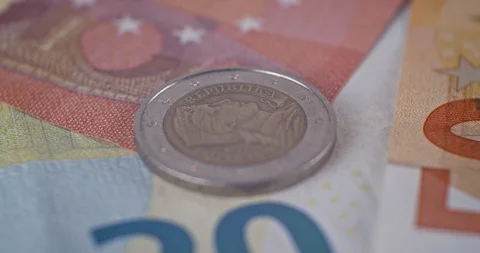 2 eur coin reverse close up Stock Footage 119202032