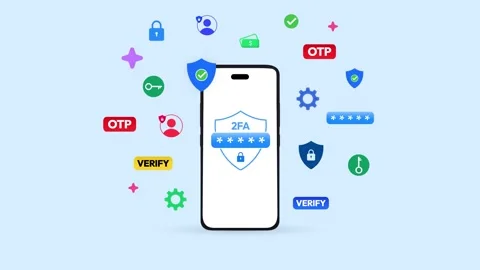 2 Factor Authentication through smartphone device 4k animation with Stock Footage 301772520