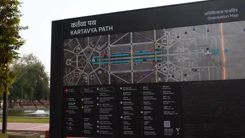 2 Feb 2024-Orientation Map Board of Kartavya Path at Garden of India gate, Delhi Stock Footage 263659984