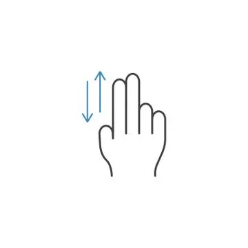 2 Finger up and down line icon, hand gestures Stock Illustration
