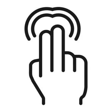 2 finger Double tap line icon, touch and gestures Stock Illustration