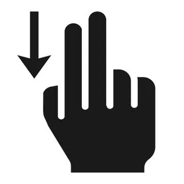 2 finger Swipe down solid icon, touch and gesture Stock Illustration