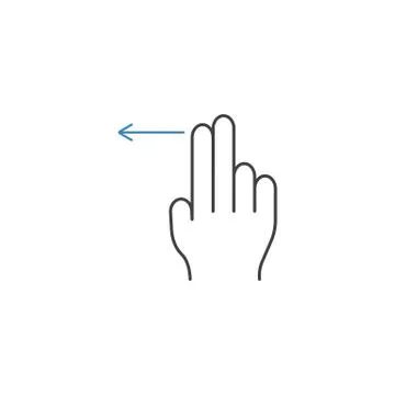 2 Finger swipe left line icon, hand gestures Stock Illustration