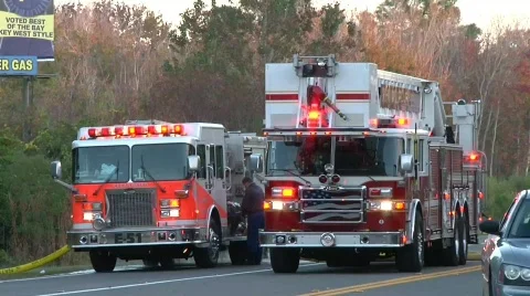 2 Fire Trucks T-48 and E-51 Stock Footage 688889