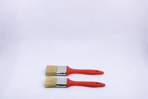 2 Flat Brushes of Different Size for House Painter Stock Photos