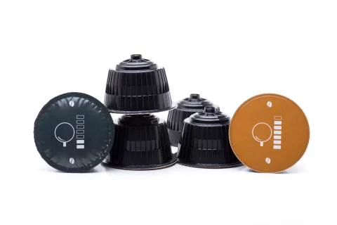 2 flavors of coffee capsules Stock Photos