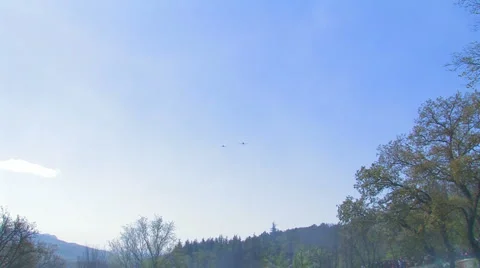 2 flying airplane in the sky Stock Footage 5090357